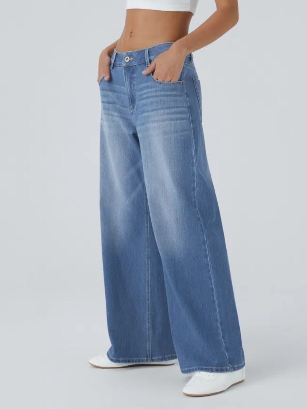 Halara Flex Low Rise Baggy Wide Leg Casual Jeans L Petite (12-14)